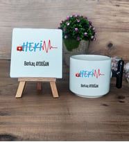 Hekim Hediye Seti Kupa Bardak T Kulplu ve Dekoratif Taş Doktora Tıp Bayramı Hediyesi (Model 6)