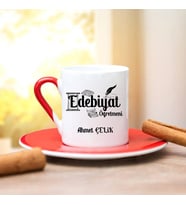 Edebiyat Öğretmeni Türk Kahvesi Fincanı (Kırmızı)