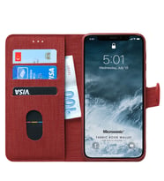 Microsonic Apple iPhone 11 (6.1'') Kılıf Fabric Book Wallet (Kırmızı)