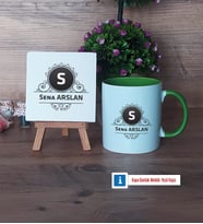 Baş Harf ve İsim Soyisim Dekoratif Taş, Kupa Bardak Kırmızı Hediye (Model 13)
