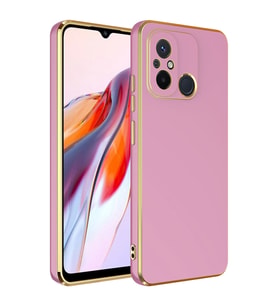 Xiaomi Redmi 12C Kılıf Kenarları Gold Kamera Korumalı Renkli Pastel Silikon Mavi Açık BARK (Mor)