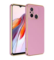 Xiaomi Redmi 12C Kılıf Kenarları Gold Kamera Korumalı Renkli Pastel Silikon Mavi Açık BARK (Mor)