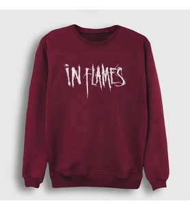 Presmono Unisex Beyaz Logo V2 In Flames Sweatshirt 84651tt (Bordo)