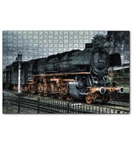 Cakapuzzle  Nostaljik Kara Tren Görseli  Puzzle Yapboz MDF (Ahşap) (500 Parça)