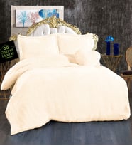 Peluş Çift Kişilik Nevresim Seti (%100 Yerli ) (Krem)