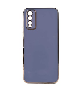 Vivo Y20 Kılıf Kenarları Gold Kamera Korumalı Renkli Pastel Silikon Açık Yeşil BARK (Açık Mavi)