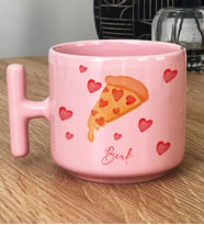 Kişiye Özel Pizza Lover Hediye Pastel T Kupa (Pembe)