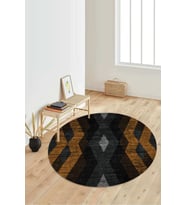 Dijital Baskılı Kaymaz Taban Yıkanabilir Yuvarlak Salon Halısı Koridor Halısı Paspas NDY-SD-282 (Kahverengi)