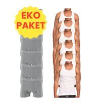 Tezzgelsin Eko Set 12'li Paket Erkek İç Çamaşır Seti 6 Adet Atlet 6 Adet (Beyaz-Gri)