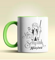 Kişiye Özel Yılın En Sempatik Hemşiresi (Bay) Temalı Turuncu Kupa (Yeşil)