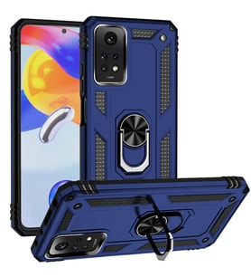Xiaomi Redmi Note 12 Pro 4G Uyumlu Kılıf Standlı Manyetik Yüzüklü Military Magnetic Ring Polycarbonate and TPU Case (Lacivert)