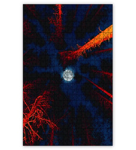 Cakapuzzle Orman Gece Kamp Ateşi ve Dolunay Puzzle Yapboz MDF (Ahşap) (500 Parça)