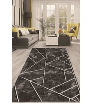 Dijital Kaymaz Taban Yıkanabilir Modern Renkli Salon Halısı Mutfak Halısı Yolluk ND-HT-22 (Antrasit)