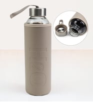 Deri Kılıflı 500Ml Cam Matara (Bej)