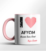 Kişiye Özel Afyon Seninle Daha Güzel Tema Siyah Renk Kupa (Pembe)