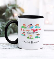 Beden Eğitimi Öğretmeni Tasarımlı Kişiye Özel Kupa Bardak (Siyah)