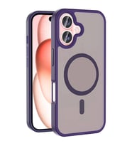 iPhone 16 Plus Kılıf Magsafe Şarj Özellikli Mat Arka Yüzey Sio Kılıf (Koyu Mor)