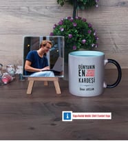 Erkek Kardeş Fotoğraflı Dekoratif Taş, Kupa Bardak Beyaz Hediye (Model 9)