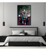 Metal Çerçeveli Temperli Cam Tablo Film Karakteri The Joker Art (Siyah)