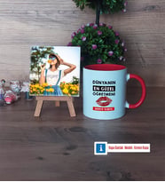 Kadın Öğretmene Hediye Fotoğraflı Dekoratif Taş, Kupa Bardak Beyaz Hediye (Model 2)