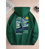 Vangogh Baskılı Oversize Sweatshirt (Yeşil)
