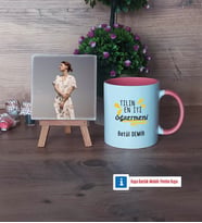 Öğretmene Hediye Fotoğraflı Dekoratif Taş, Kupa Bardak Beyaz Hediye (Model 6)