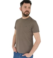 Erkek Büyük Beden Sıfır Yaka Tişört Ottoman BGL-ST01891 (Vizon)