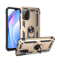 Xiaomi Redmi 9T Kılıf Zore Vega Yüzüklü Standlı Zırh Kılıf (Gold)