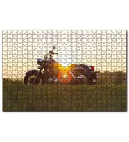 Cakapuzzle Black Cruiser Motorsiklet ve Günbatımı  Puzzle Yapboz MDF (Ahşap) (1000 Parça)