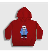Presmono Unisex Çocuk Beyaz Blue Coat Sans Undertale Kapüşonlu Sweatshirt 32628tt (Kırmızı)