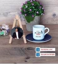 Din Kültürü Öğretmeni Türk Kahvesi Fincanı Ahşap Altlıklı ve Fotoğraflı Ahşap Anahtarlık Hediye (Model 4)