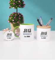 Jeoloji Mühendisi Kupa Bardak Kırmızı Kalemlik ve Anahtarlık (Model 8)