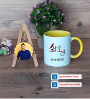 Patolog Kupa Bardak Beyaz ve Fotoğraflı Ahşap Anahtarlık Hediye (Model 7)