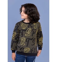 Toontoy Erkek Çocuk Komple Baskılı Sweatshirt (Haki)