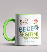 Kişiye Özel Beden Eğitimi Öğretmeni Tasarımlı Siyah Renk Kupa 5 (Yeşil)