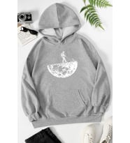 Unisex Uzay Temalı Sweatshirt (Gri)