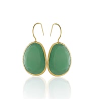 Kadir Jewellery 22 Ayar Altın Kaplama Fosil Taşlı Küpe -El İşçiliği Ve Hipoalerjenik Küpe (Yeşil)