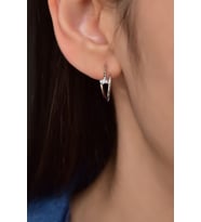 Papatya Silver 925 Ayar Gümüş Zirkon Taşlı Ok Halka Küpe (Rodyum)