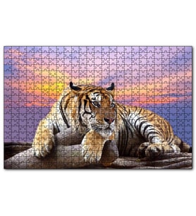Cakapuzzle Kaplan Gün Batımı Görseli  Puzzle Yapboz MDF (Ahşap) (255 Parça)