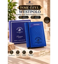 Westpolo Hakiki Deri İsme Özel Erkek Mekanizmalı Cüzdan  (Saks)