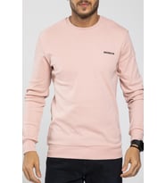 Süperlife Bisiklet Yaka Uzun Kollu Dar Kalıp İnce  Erkek Sweatshirt SPR2019K18 (Toz Pembe)