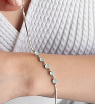 925 Ayar Gümüş Opal Taşlı Bileklik (Mint Yeşili)