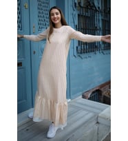 Pastelastore Neva Kadın Elbise Maxi Boy 1020-1 (Bej)