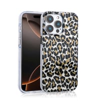 iPhone 14 Pro Max Kılıf Magsafe Şarj Özellikli Leopar Desenli Jago Kılıf (Siyah - Kahverengi)
