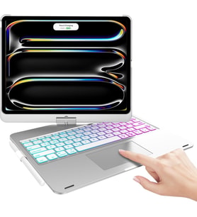 Apple iPad Pro 11inç M4/M5 Kılıf Kablosuz Dönebilen Klavyeli Case Keyboard 2024/ (Gümüş)