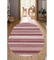 Dijital Baskılı Kaymaz Taban Yıkanabilir Oval Salon Halısı Mutfak Halısı Yolluk NDO-HT-1002 (Bordo)