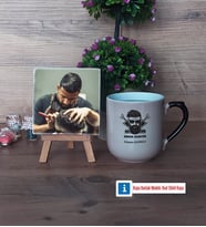 Erkek Kuaförü Fotoğraflı Dekoratif Taş, Kupa Bardak Beyaz Hediye (Model 10)