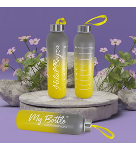 Kişiye Özel Renkli 750 ml Motivasyon Cam Su Matarası HK2709 (Sarı)