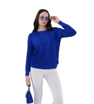 Kadın Bisiklet Yaka Büzgülü Kazak 12833 BGL-ST04228 (Saks)