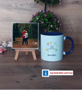Doğum Günü Hediyesi Fotoğraflı Dekoratif Taş, Kupa Bardak Beyaz Hediye (Model 3)